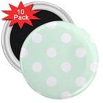 Polka Dots - White on Pale Green 3  Magnet (10 pack)