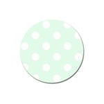 Polka Dots - White on Pale Green Magnet 3  (Round)