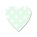 Polka Dots - White on Pale Green Magnet (Heart)