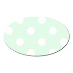 Polka Dots - White on Pale Green Magnet (Oval)