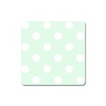 Polka Dots - White on Pale Green Magnet (Square)