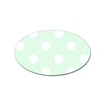 Polka Dots - White on Pale Green Sticker Oval (10 pack)