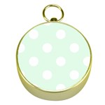 Polka Dots - White on Pale Green Gold Compass
