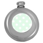 Polka Dots - White on Pale Green Hip Flask (5 oz)