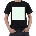 Polka Dots - White on Pale Green Men s T-Shirt (Black)