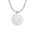 Polka Dots - Pale Green on White 1  Button Necklace