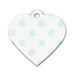 Polka Dots - Pale Green on White Dog Tag Heart (One Side)