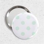 Polka Dots - Pale Green on White 2.25  Handbag Mirror