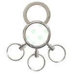 Polka Dots - Pale Green on White 3-Ring Key Chain
