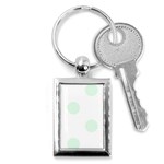 Polka Dots - Pale Green on White Key Chain (Rectangle)