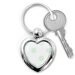 Polka Dots - Pale Green on White Key Chain (Heart)