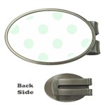 Polka Dots - Pale Green on White Money Clip (Oval)
