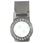 Polka Dots - Pale Green on White Money Clip (CZ)