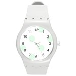 Polka Dots - Pale Green on White Round Plastic Sport Watch (M)