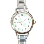 Polka Dots - Pale Green on White Round Italian Charm Watch
