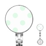 Polka Dots - Pale Green on White Stainless Steel Nurses Watch