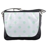 Polka Dots - Pale Green on White Messenger Bag