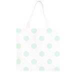Polka Dots - Pale Green on White Grocery Light Tote Bag