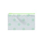 Polka Dots - Pale Green on White Canvas Cosmetic Bag (XS)
