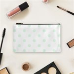 Polka Dots - Pale Green on White Cosmetic Bag (S)