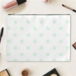 Polka Dots - Pale Green on White Cosmetic Bag (XL)