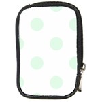 Polka Dots - Pale Green on White Compact Camera Leather Case