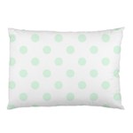 Polka Dots - Pale Green on White Pillow Case (One Side)