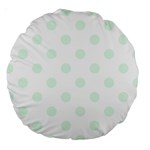 Polka Dots - Pale Green on White Large 18  Premium Round Cushion