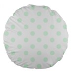 Polka Dots - Pale Green on White Large 18  Premium Flano Round Cushion