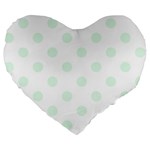 Polka Dots - Pale Green on White Large 19  Premium Heart Shape Cushion