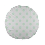 Polka Dots - Pale Green on White Standard 15  Premium Flano Round Cushion