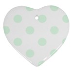 Polka Dots - Pale Green on White Heart Ornament (Two Sides)