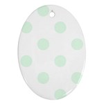 Polka Dots - Pale Green on White Oval Ornament (Two Sides)