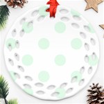 Polka Dots - Pale Green on White Round Filigree Ornament (Two Sides)