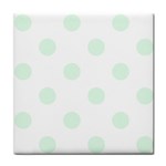 Polka Dots - Pale Green on White Tile Coaster