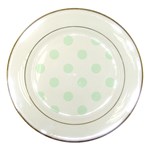 Polka Dots - Pale Green on White Porcelain Plate