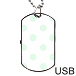 Polka Dots - Pale Green on White Dog Tag USB Flash (One Side)
