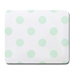 Polka Dots - Pale Green on White Large Mousepad