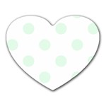 Polka Dots - Pale Green on White Heart Mousepad
