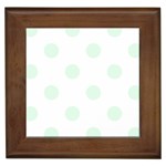 Polka Dots - Pale Green on White Framed Tile