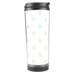 Polka Dots - Pale Green on White Travel Tumbler
