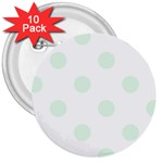 Polka Dots - Pale Green on White 3  Button (10 pack)