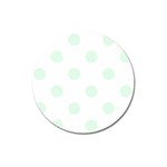 Polka Dots - Pale Green on White Magnet 3  (Round)