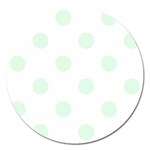 Polka Dots - Pale Green on White Magnet 5  (Round)