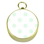 Polka Dots - Pale Green on White Gold Compass