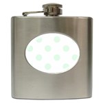 Polka Dots - Pale Green on White Hip Flask (6 oz)