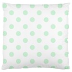 Polka Dots - Pastel Green on White Large Flano Cushion Case (Two Sides)