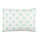 Polka Dots - Pastel Green on White Pillow Case (One Side)