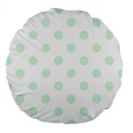 Polka Dots - Pastel Green on White Large 18  Premium Round Cushion