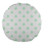 Polka Dots - Pastel Green on White Large 18  Premium Flano Round Cushion